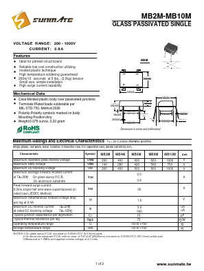 MB8M Datasheet PDF SUNMATE electronic Co., LTD