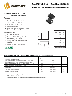 1.5SMCJ51 Datasheet PDF SUNMATE electronic Co., LTD