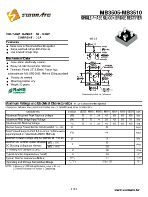 MB354 Datasheet PDF SUNMATE electronic Co., LTD