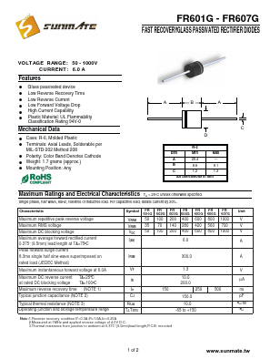 FR607G Datasheet PDF SUNMATE electronic Co., LTD
