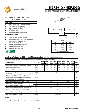 HER201G Datasheet PDF SUNMATE electronic Co., LTD