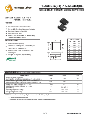 1.5SMC82C Datasheet PDF SUNMATE electronic Co., LTD