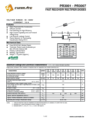 PR3003 Datasheet PDF SUNMATE electronic Co., LTD