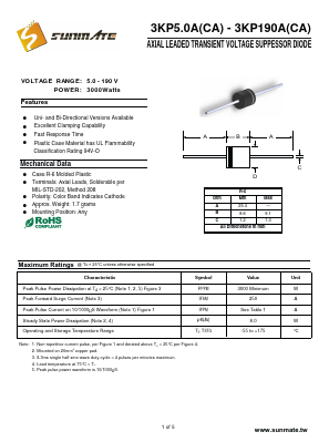 3KP90 Datasheet PDF SUNMATE electronic Co., LTD