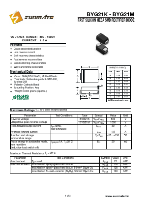 BYG21K Datasheet PDF SUNMATE electronic Co., LTD