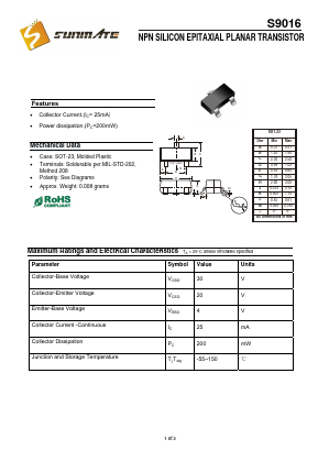 S9016 Datasheet PDF SUNMATE electronic Co., LTD