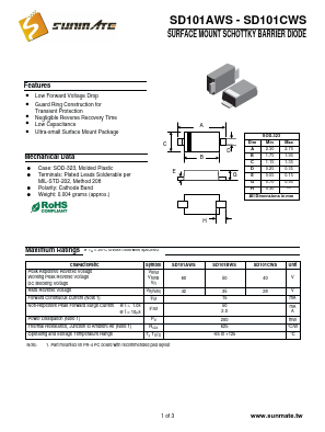SD101CWS Datasheet PDF SUNMATE electronic Co., LTD