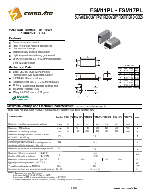 FSM11PL Datasheet PDF SUNMATE electronic Co., LTD