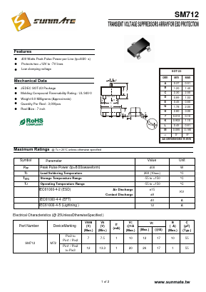 SM712 Datasheet PDF SUNMATE electronic Co., LTD