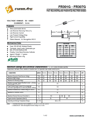 FR307G Datasheet PDF SUNMATE electronic Co., LTD