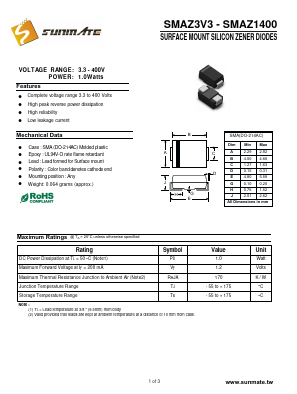 SMAZ10 Datasheet PDF SUNMATE electronic Co., LTD