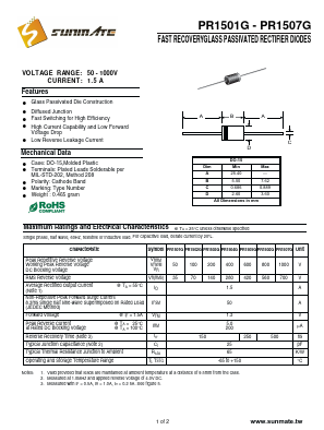 PR1501G Datasheet PDF SUNMATE electronic Co., LTD