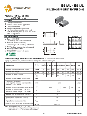 ES1DL Datasheet PDF SUNMATE electronic Co., LTD