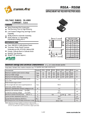 RS5A Datasheet PDF SUNMATE electronic Co., LTD
