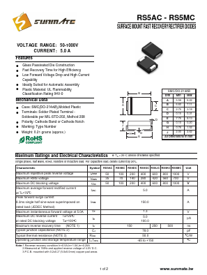 RS5MC Datasheet PDF SUNMATE electronic Co., LTD