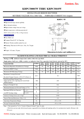 KBPC50005W Datasheet PDF Suntan Capacitors