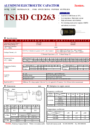 TS13DG-CD263 Datasheet PDF Suntan Capacitors