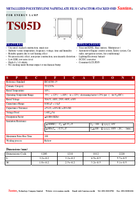 TS05D Datasheet PDF Suntan Capacitors