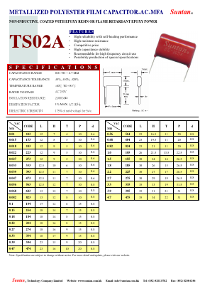 TS02A Datasheet PDF Suntan Capacitors