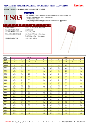 TS03 Datasheet PDF Suntan Capacitors
