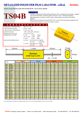 TS04B Datasheet PDF Suntan Capacitors