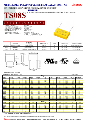 TS08S Datasheet PDF Suntan Capacitors