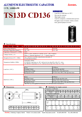 TS13DY-CD136 Datasheet PDF Suntan Capacitors