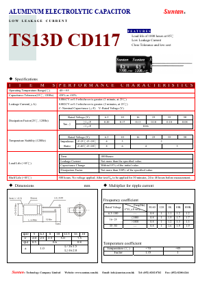 TS13DL-CD117 Datasheet PDF Suntan Capacitors