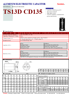 TS13DX-CD135 Datasheet PDF Suntan Capacitors