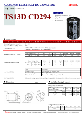 TS13DR-CD294 Datasheet PDF Suntan Capacitors