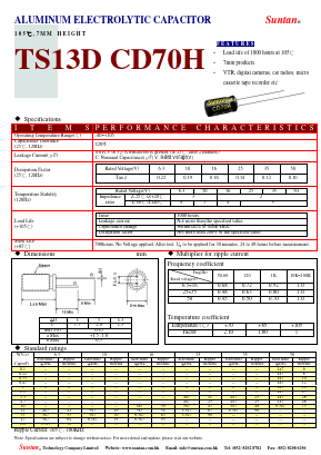 TS13DC-CD70H Datasheet PDF Suntan Capacitors
