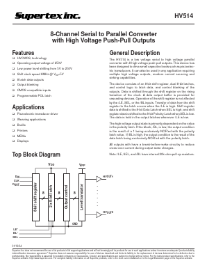 HV514 Datasheet PDF Supertex Inc