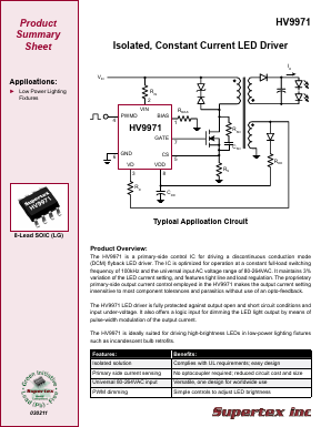 HV9971LG-G Datasheet PDF Supertex Inc