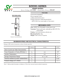 BZX55C10 Datasheet PDF Changzhou Shunye Electronics Co.,Ltd.