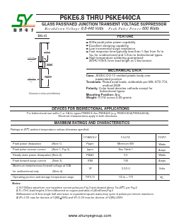 P6KE68 Datasheet PDF Changzhou Shunye Electronics Co.,Ltd.