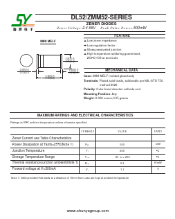 DL5221B Datasheet PDF Changzhou Shunye Electronics Co.,Ltd.