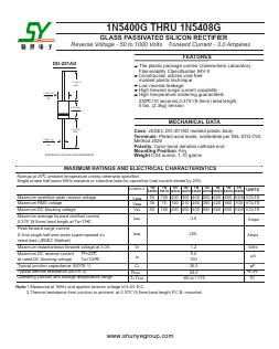 1N5400G Datasheet PDF Changzhou Shunye Electronics Co.,Ltd.