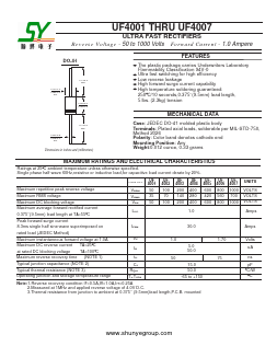 UF4001 Datasheet PDF Changzhou Shunye Electronics Co.,Ltd.