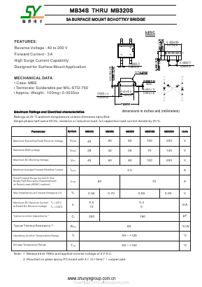 MB38S Datasheet PDF Changzhou Shunye Electronics Co.,Ltd.