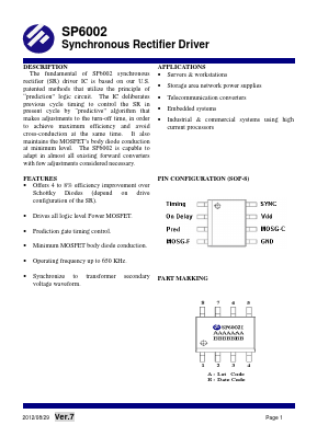 SP6002S8TGB Datasheet PDF SYNC POWER Crop.