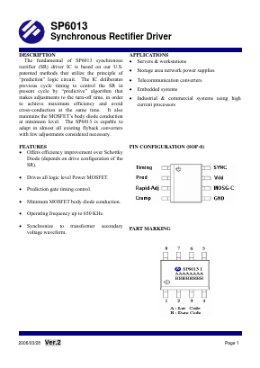 SP6013S8RG Datasheet PDF SYNC POWER Crop.