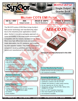 MCOTS-C-270-42-EG-F-M Datasheet PDF SynQor Worldwide Headquarters