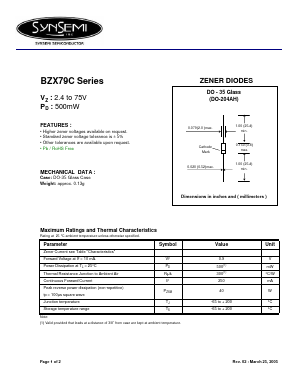 BZX79C3V6 Datasheet PDF SynSemi, Inc.