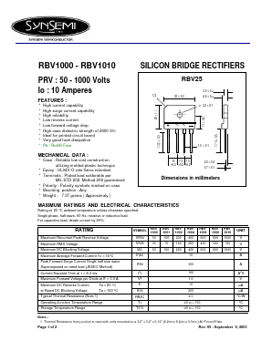 RBV1008 Datasheet PDF SynSemi, Inc.