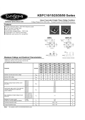 KBPC15005 Datasheet PDF SynSemi, Inc.