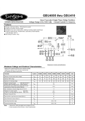 GBU4005 Datasheet PDF SynSemi, Inc.