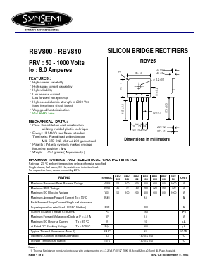 RBV808 Datasheet PDF SynSemi, Inc.