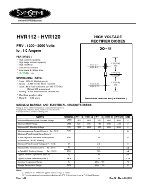 HVR120 Datasheet PDF SynSemi, Inc.