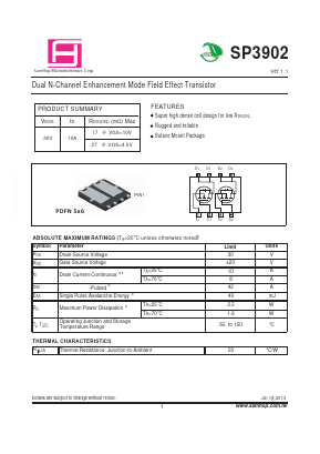 SP3902 Datasheet PDF Samhop Mircroelectronics