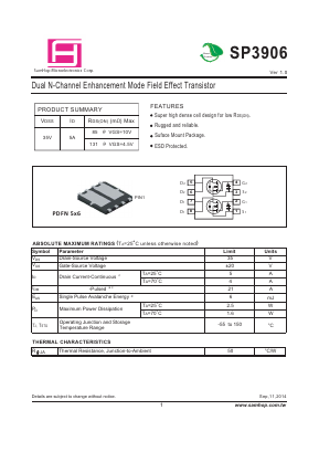 SP3906 Datasheet PDF Samhop Mircroelectronics